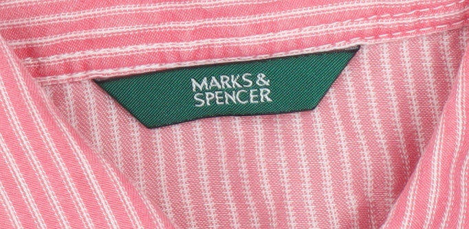 Marks & Spencer Women's Pink Striped Button-Up Shirt UK 12