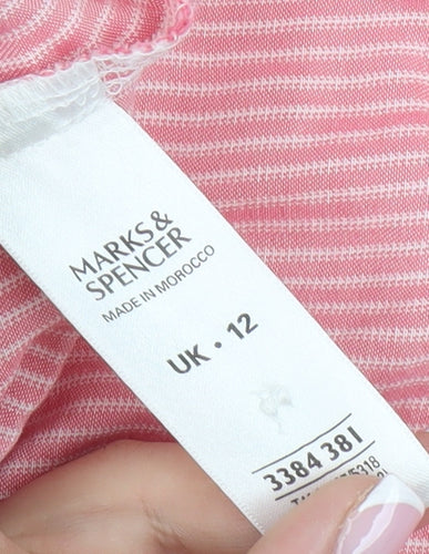 Marks & Spencer Women's Pink Striped Button-Up Shirt UK 12