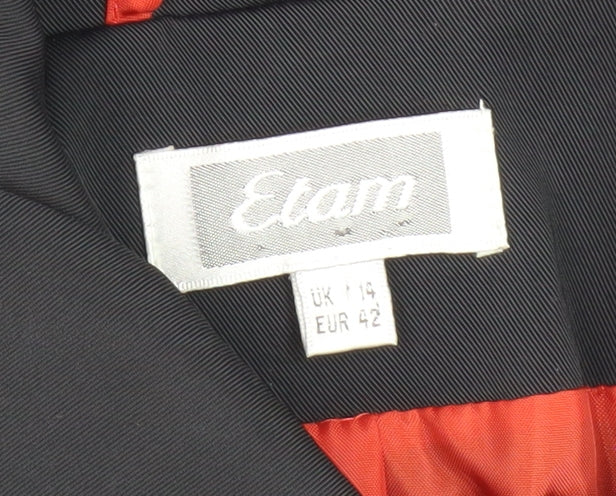 Etam Women's Black Long Overcoat Size 14 Regular