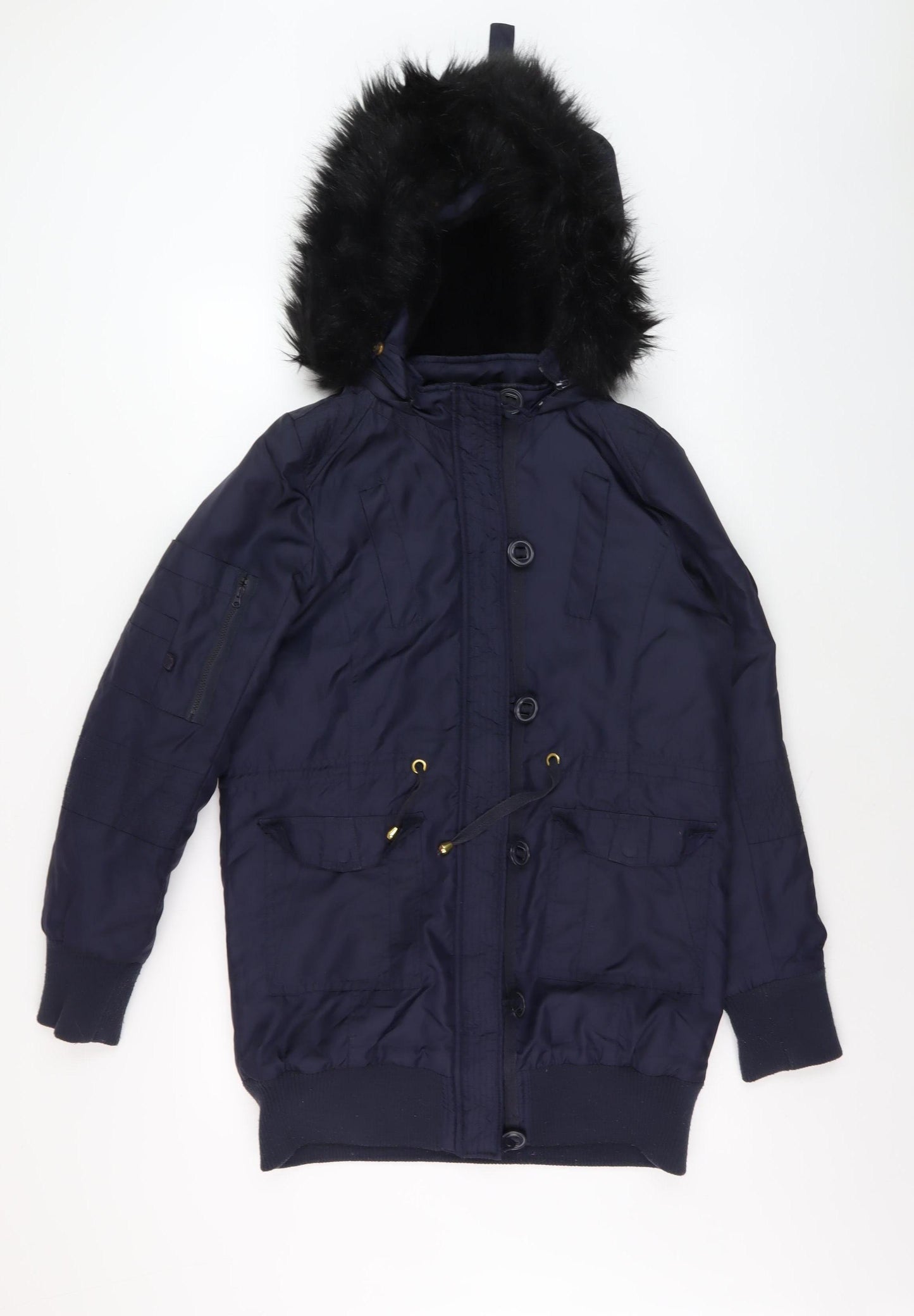 Fenchurch Men's Blue Hooded Parka Coat S