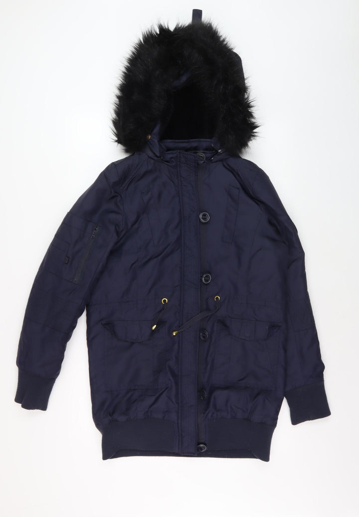 Fenchurch Men's Blue Hooded Parka Coat S