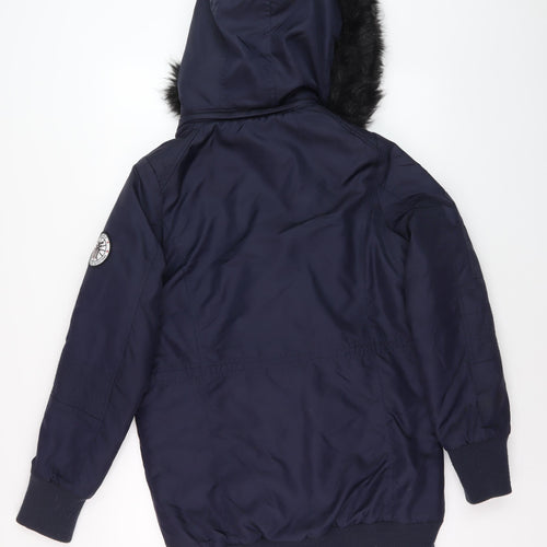 Fenchurch Men's Blue Hooded Parka Coat S