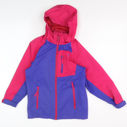 HIGEAR Girls Pink Blue Ski Jacket, Size 7-8, Waterproof