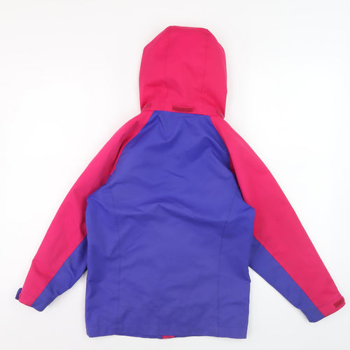 HIGEAR Girls Pink Blue Ski Jacket, Size 7-8, Waterproof