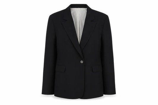 Front view of Topshop Women's Black Blazer, size 10, Regular Fit