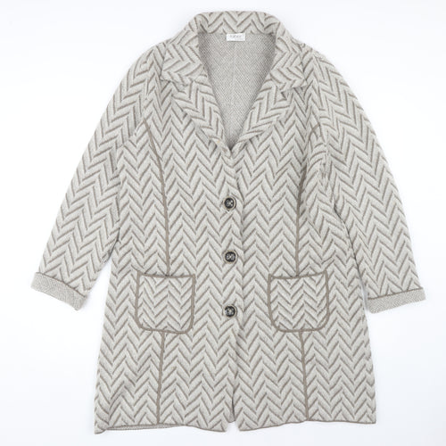Faber Women's Beige Cardigan Herringbone Pattern