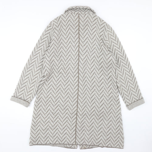 Faber Women's Beige Cardigan Herringbone Pattern