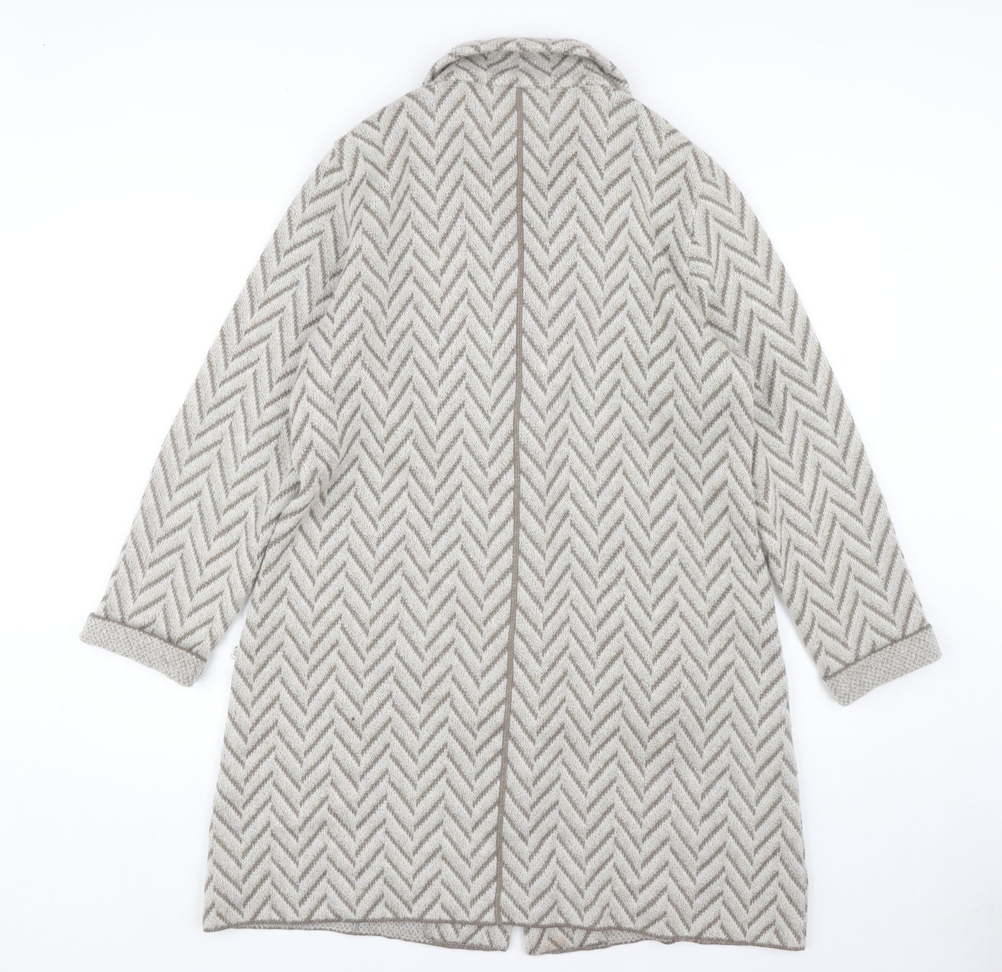 Faber Women's Beige Cardigan Herringbone Pattern