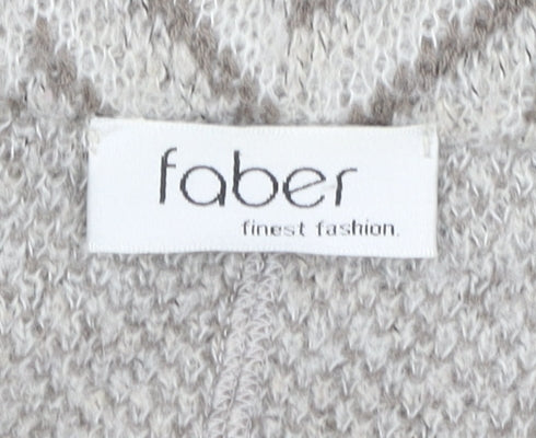 Faber Women's Beige Cardigan Herringbone Pattern