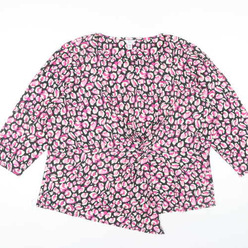 M&Co Women's Pink Animal Print Blouse Size 22