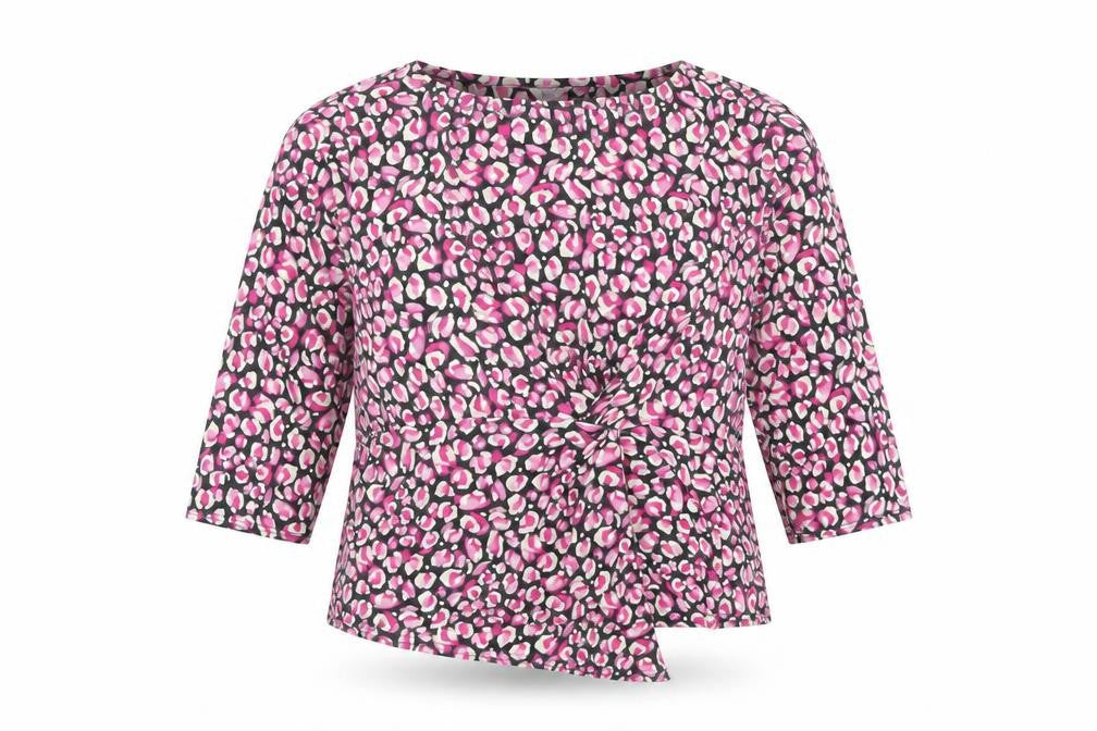 Front view of M&Co Women's Pink Animal Print Blouse, size 22