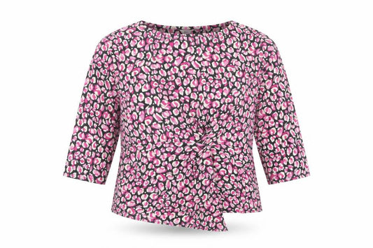 Front view of M&Co Women's Pink Animal Print Blouse, size 22