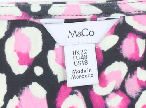 M&Co Women's Pink Animal Print Blouse Size 22