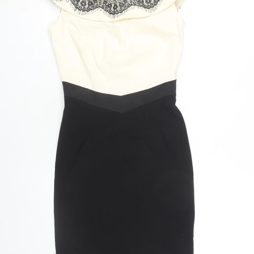 Hybrid Women's Ivory Black Pencil Dress Size 10