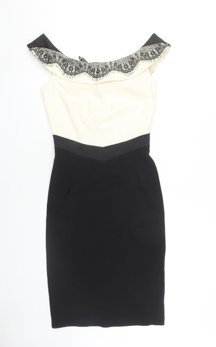 Hybrid Women's Ivory Black Pencil Dress Size 10