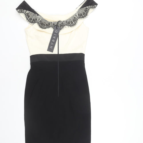 Hybrid Women's Ivory Black Pencil Dress Size 10