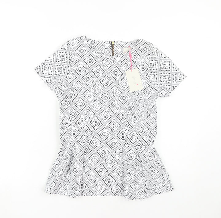 Almari Women's White Geometric Top