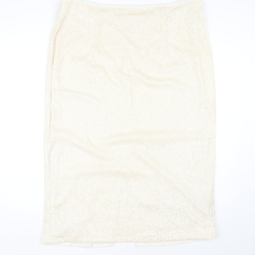 Marks and Spencer Women's Ivory Pencil Skirt - Size 22