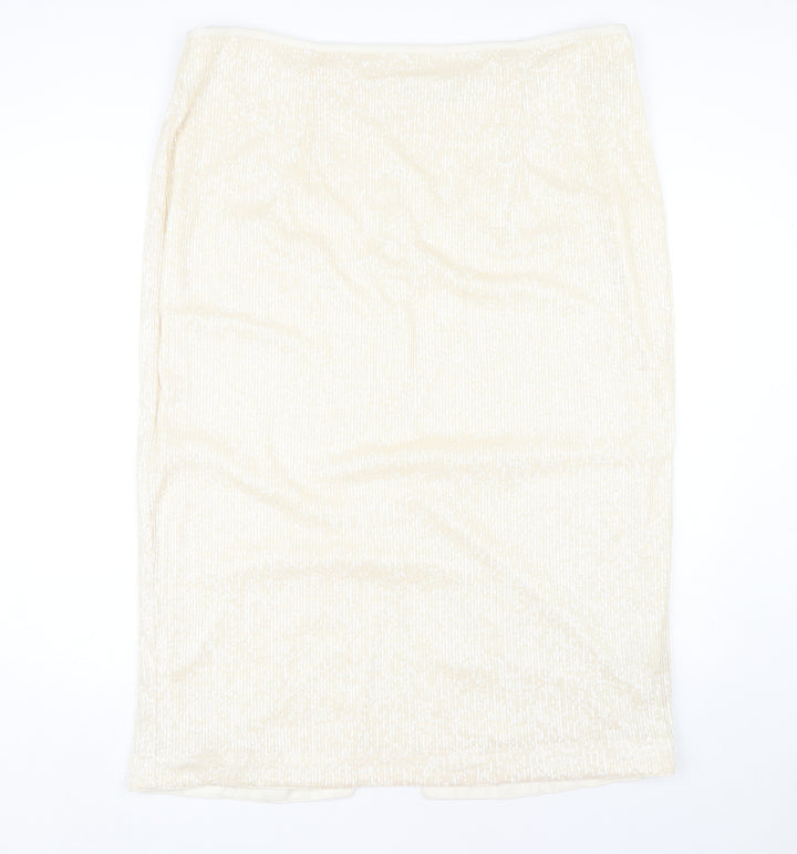 Marks and Spencer Women's Ivory Pencil Skirt - Size 22