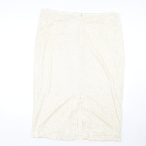 Marks and Spencer Women's Ivory Pencil Skirt - Size 22