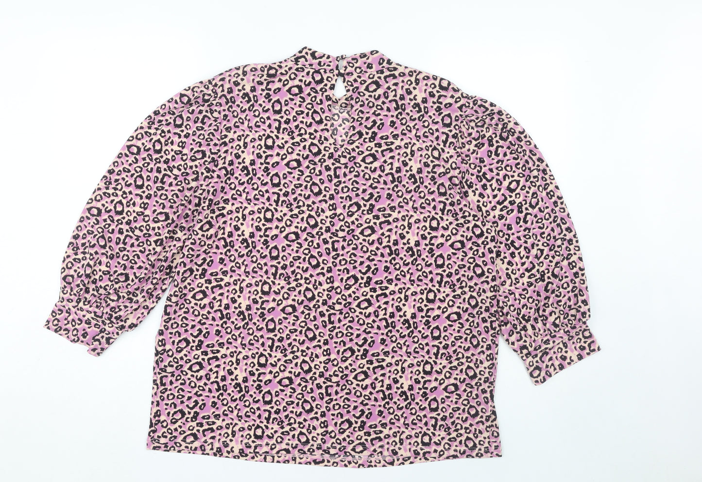 Oasis Women's Pink Animal Print Tunic Blouse, Size L