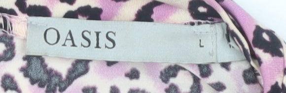 Oasis Women's Pink Animal Print Tunic Blouse, Size L
