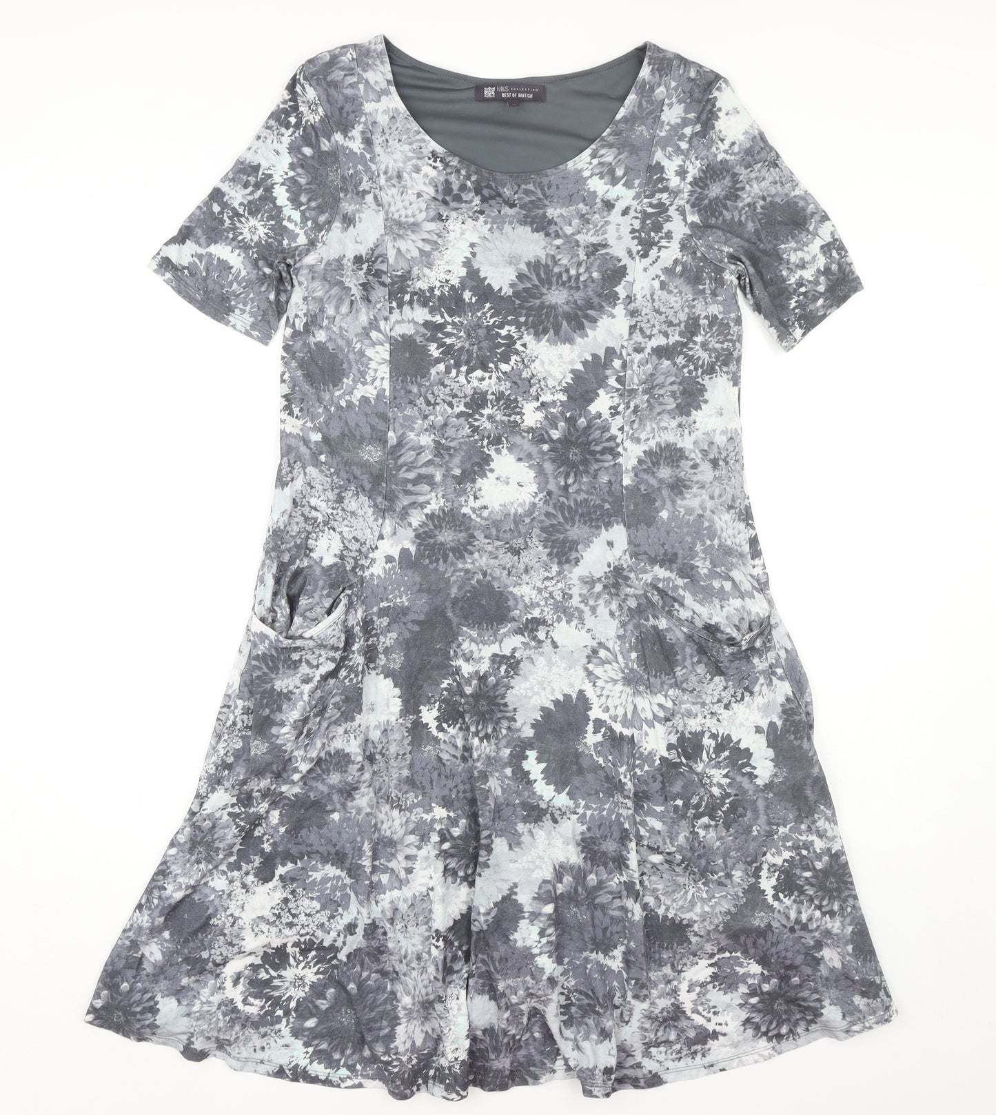 Marks and Spencer Women's Grey Floral Dress Size 12