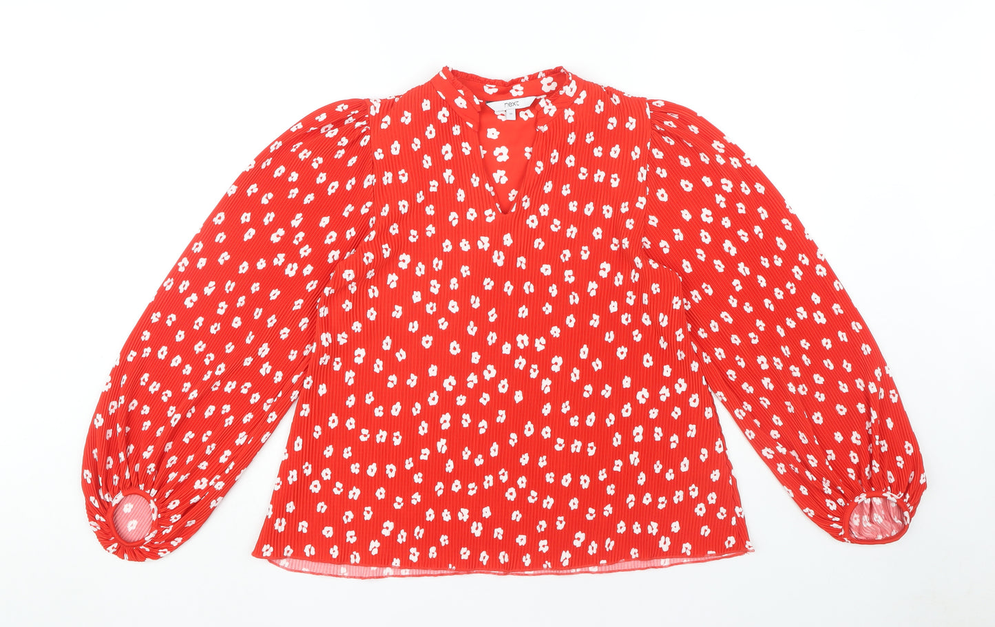 Next Women's Red Floral Blouse Size 10 Puff Sleeves