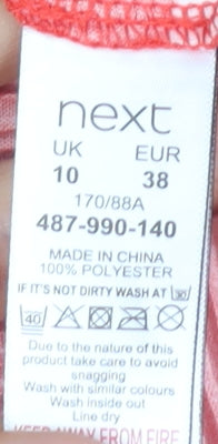 Next Women's Red Floral Blouse Size 10 Puff Sleeves