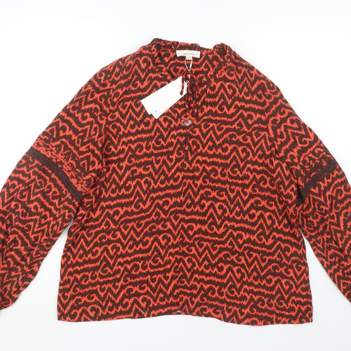 Marks and Spencer Red Geometric Blouse, Size 14, New