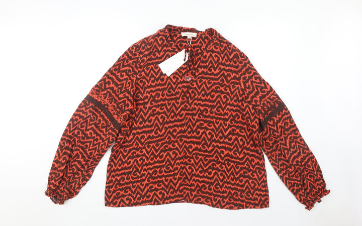 Marks and Spencer Red Geometric Blouse, Size 14, New