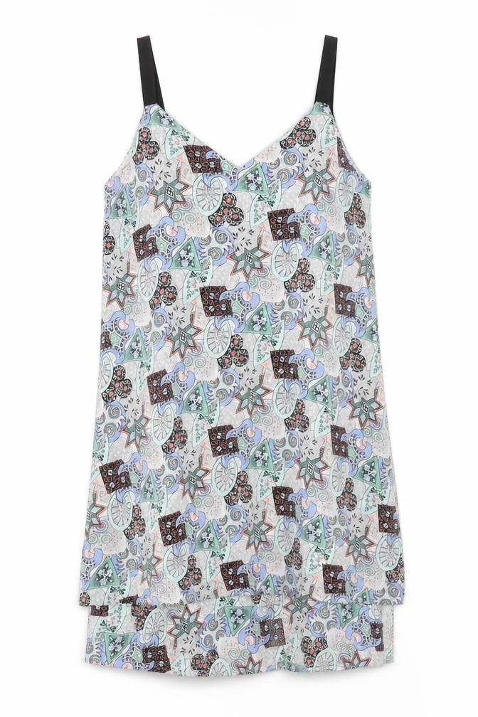 Front view of Warehouse Women's Multicoloured Viscose Slip Dress