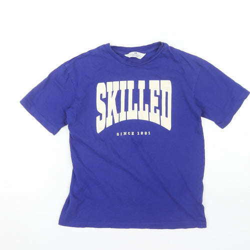 H&M Boys Blue Graphic Print T-Shirt 9-10 Years