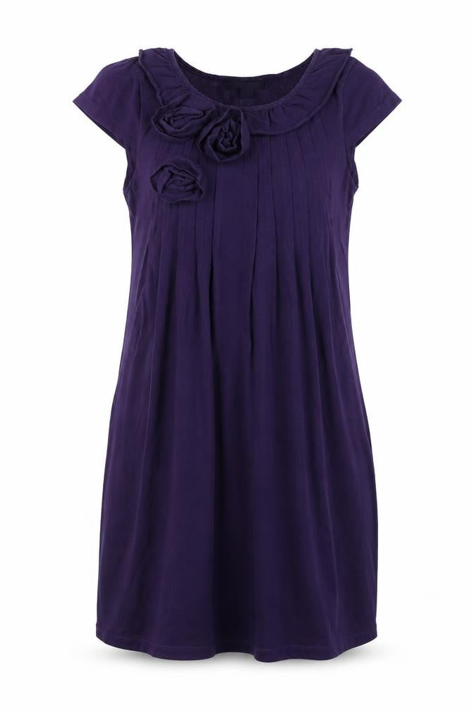 Next Women's Purple Dress Size 10 with Flower Accents