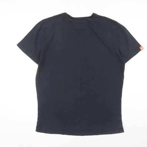 Superdry Men's Black Large T-Shirt, Cotton Crew Neck