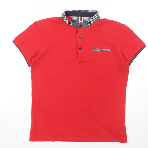 TMK Jeans Men's Red Polo Shirt, Size M, Short Sleeve