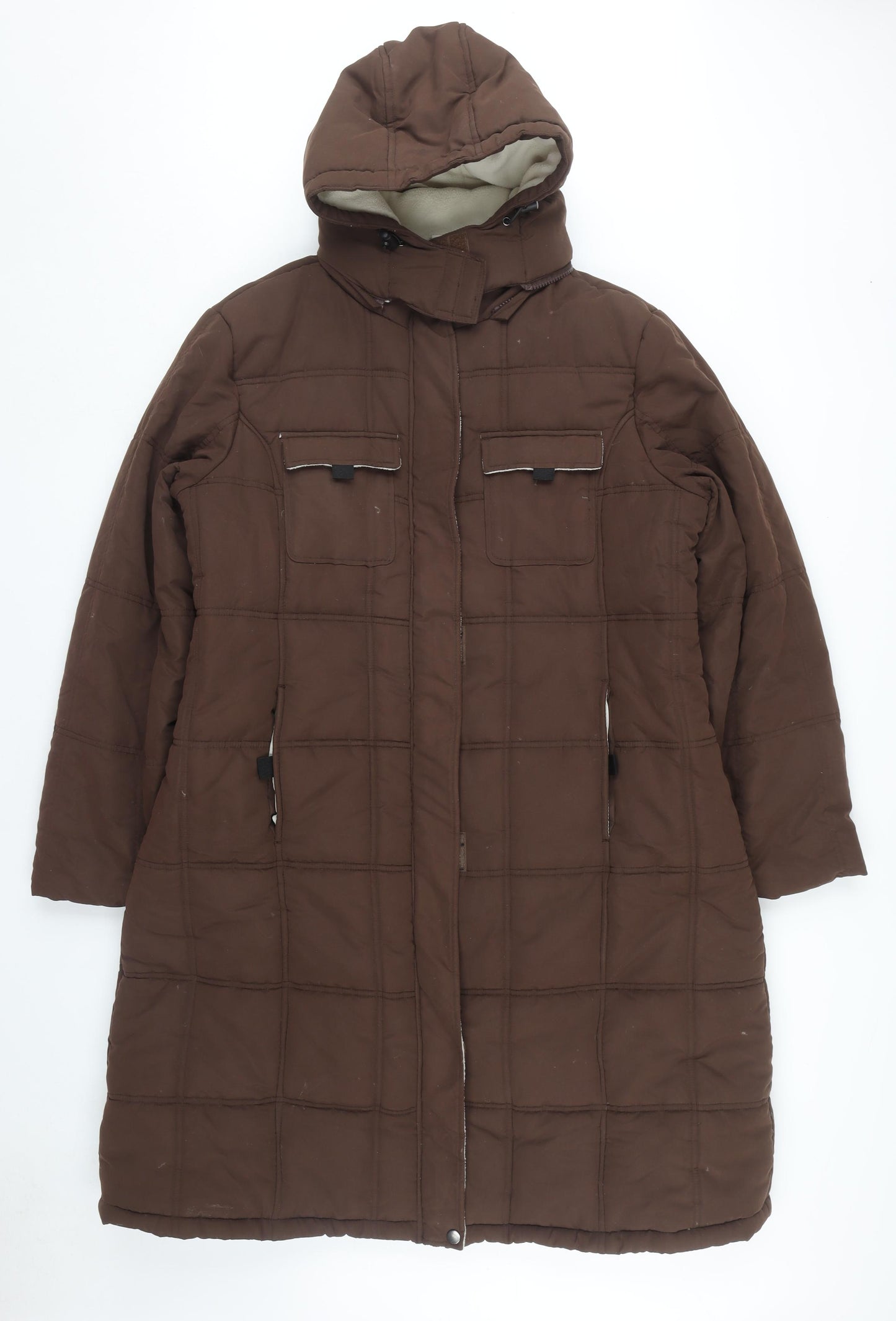 Cotton Traders Brown Long Puffer Coat Size 18 Women's