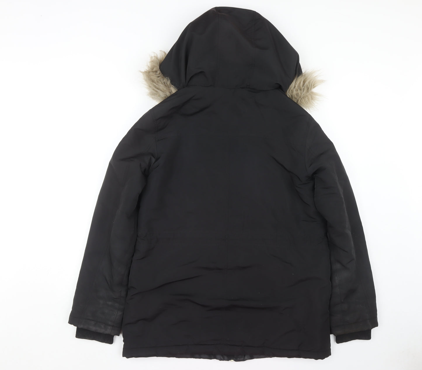 Oasis Women's Black Hooded Parka Coat S Polyester Winter