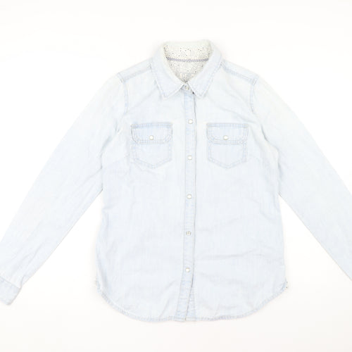 Fat Face Women's Blue Denim Button-Up Shirt Size 10