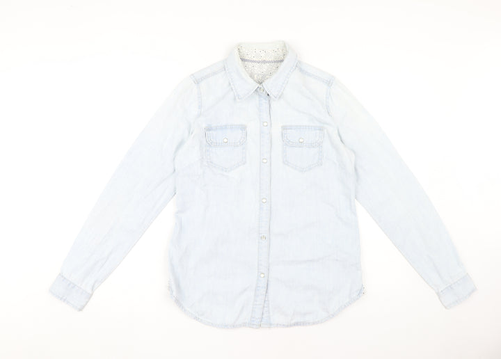 Fat Face Women's Blue Denim Button-Up Shirt Size 10