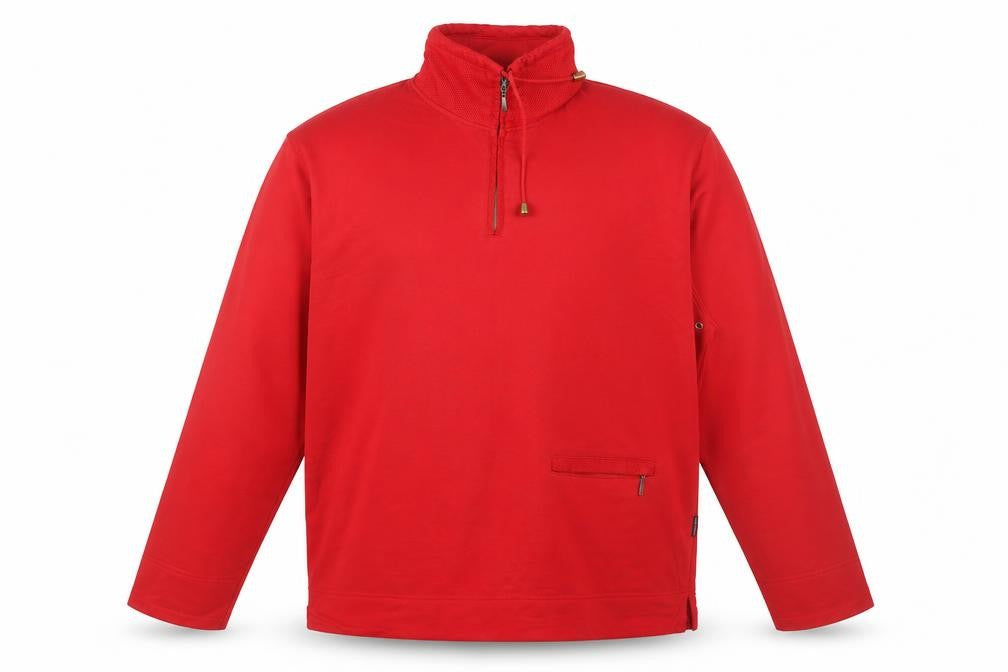 Front view of Roberto Sarto Red XL Men's Half-Zip Sweatshirt