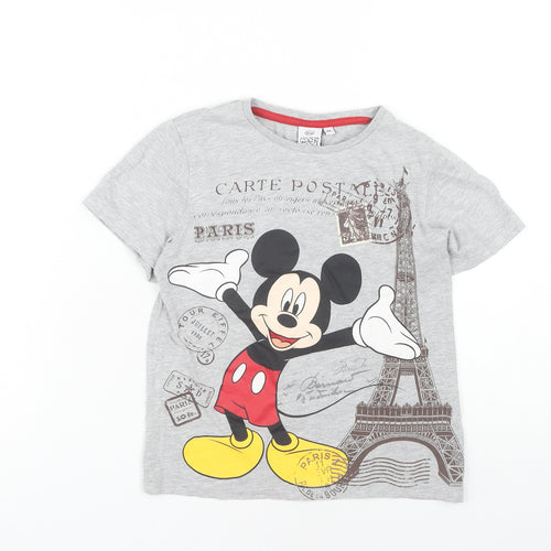 Disney Boys Grey Mickey Mouse T-Shirt, Size 8 Years, Casual Fun