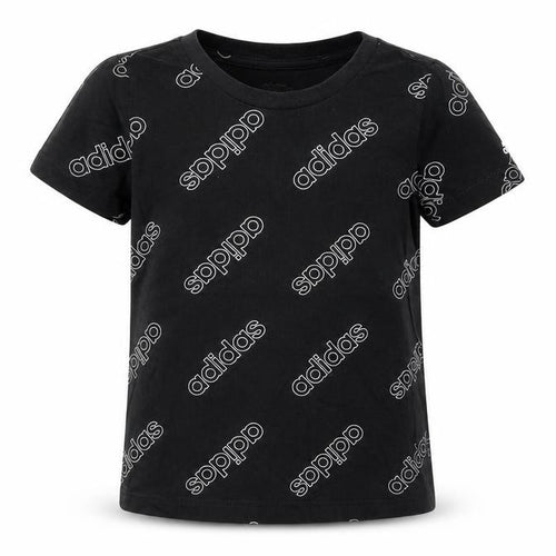 Adidas Girls Black Graphic T-Shirt, 9-10 Years, Casual Logo