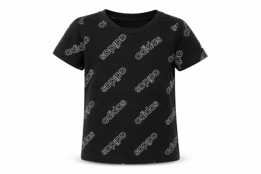Adidas Girls Black Graphic T-Shirt, 9-10 Years, Casual Logo
