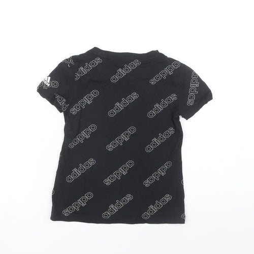 Adidas Girls Black Graphic T-Shirt, 9-10 Years, Casual Logo