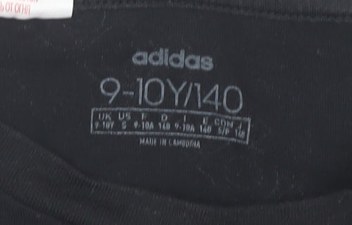 Adidas Girls Black Graphic T-Shirt, 9-10 Years, Casual Logo