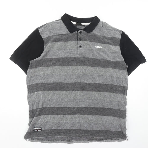 McKenzie Men's Black & Grey Striped Polo Shirt XL