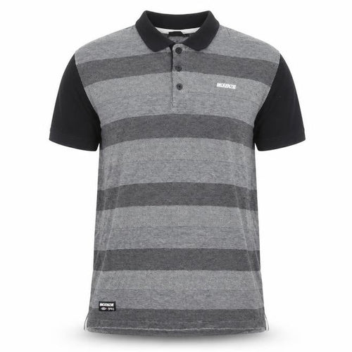 McKenzie Men's Black & Grey Striped Polo Shirt XL
