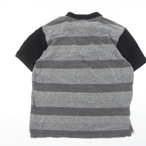 McKenzie Men's Black & Grey Striped Polo Shirt XL
