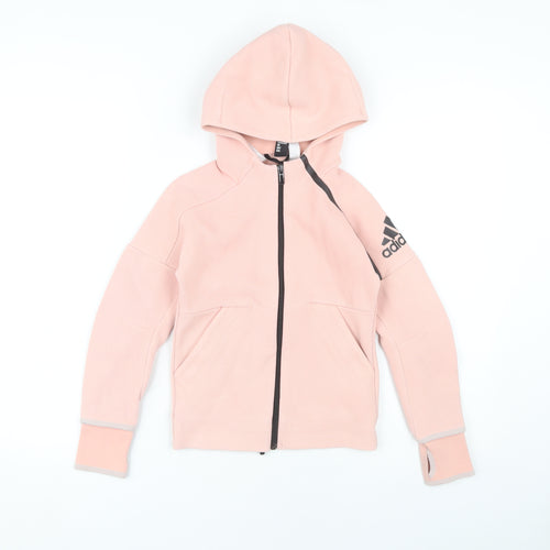 Adidas Girls Pink Full Zip Hoodie - 7-8 Years